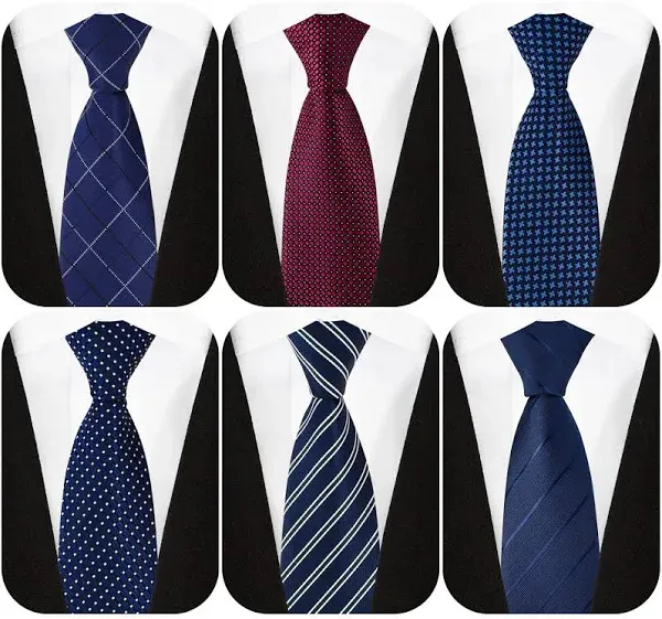 Adulove Men's Classic Silk Woven Jacquard Neck Tie (6 Pcs)