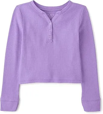 The Children's Place Girls' Basic Long Sleeve Thermal Henley Tops