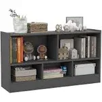 Kids 2-Shelf Bookcase 5-Cube Wood Toy Storage Cabinet Organizer Gray