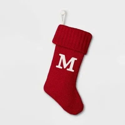 Wondershop Holiday Christmas Stocking Knit Red Monogram Letter M 