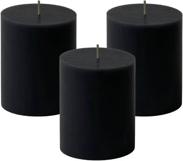 CANDWAX Pillar Set of 3 Decorative Rustic Candles Unscented and No Drip Candles