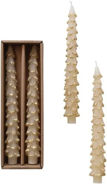 Unscented Tree Shaped Taper Candles (Set of 2)