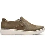 Clarks Women's Caroline Grace Oxford, Olive Suede, 9