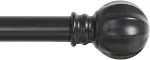 Ivilon 1 inch Curtain Rod with Ball Finials - 28 to 48 inch, Black