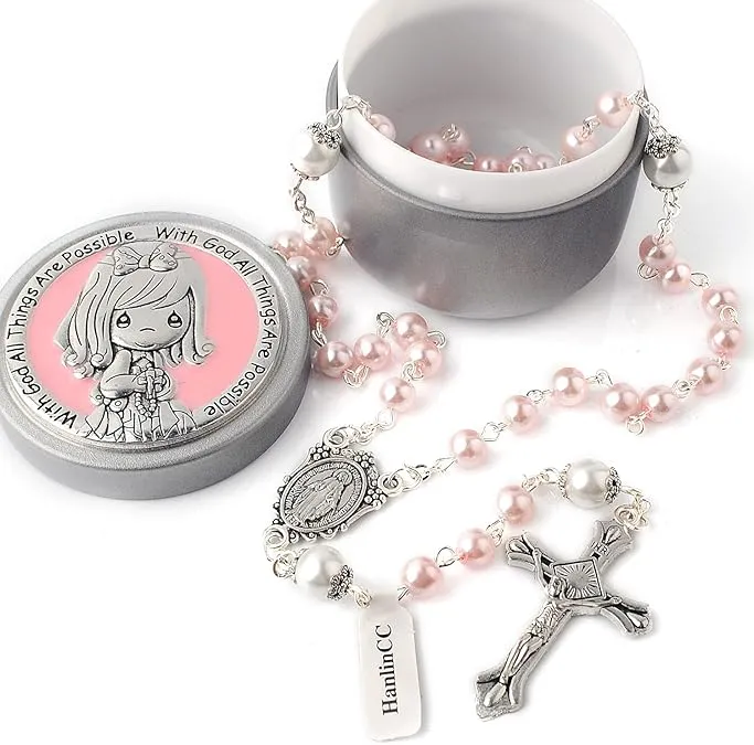 HanlinCC First Communion Rosary Necklace