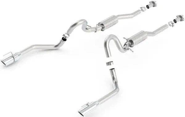 BORLA 140458 Cat-Back Performance Exhaust System for 1999-2004 Ford Mustang GT 4.6L V8 & Mach 1 4.6L V8 T-304 Stainless Steel ATAK Sound Dual Split Rear Exit Single 4" Round Chrome Tips On Each Side