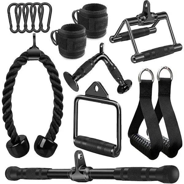 WNOEY Solid Steel Cable Machine Accessories for Home Gym, Triceps Pull Down Attachment, Cable Attachments for Gym, LAT Pull Down Attachment Weight