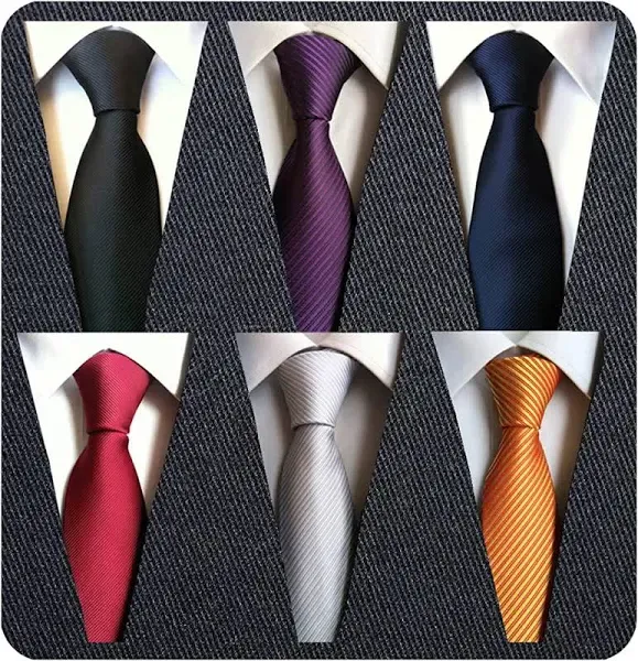 Adulove Men's Classic Silk Woven Jacquard Neck Tie (6 Pcs)