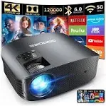 GooDee Projector 4K With WiFi And Bluetooth Supported, FHD Titanium Grey 