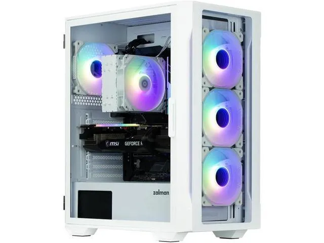 Zalman i3 NEO TG ATX Gaming PC Computer Case, 4 x 120mm Infinity Mirror ARGB Fans, Tempered Glass Front & Side Panel, Premium Mid-Tower Chassis, White