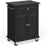 Crosley Solid Black Granite Top Portable Kitchen Cart - Black