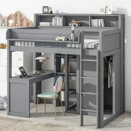 Twin Loft Bed with Built-in Desk