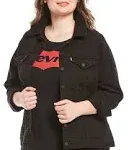 Levi's Women's Plus Size Original Trucker Jacket, Black, 3X, Cotton