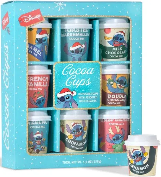 Disney Stitch Cocoa Gift Set with 8 Hot Chocolate Flavors and Mugs