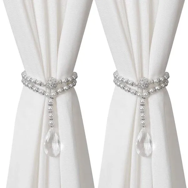 SUQ I OME Luxury Pearl Beaded Magnetic Curtain Tieback and Holdback