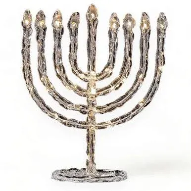 Twinkling Menorah Led Deco,clear Ps,indoor,batt Op, 9",colrbx