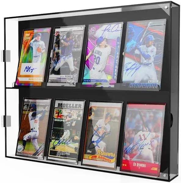 Acrylic Baseball Card Display Case 8 Graded Card Display Frame Wall Mount 