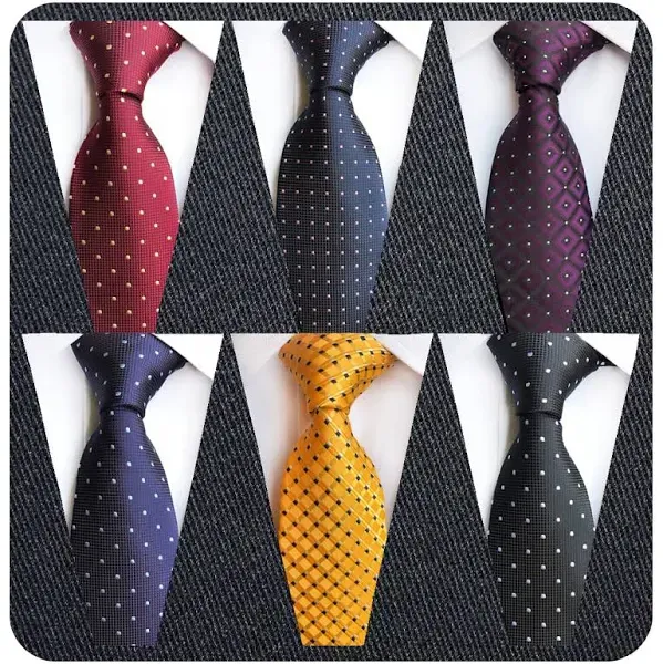 Adulove Men's Classic Silk Woven Jacquard Neck Tie (6 Pcs)