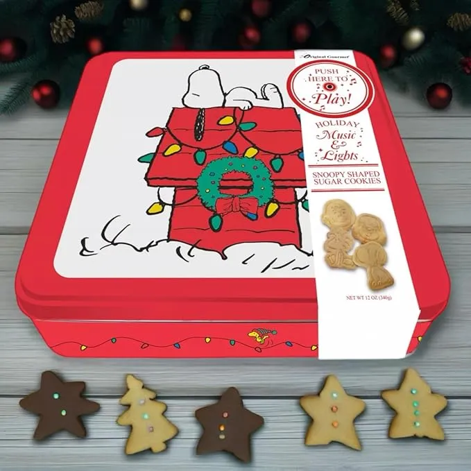 Original Gourmet Peanuts Snoopy Sugar Cookies & Music & Light Cookie Tin