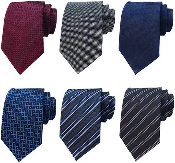 Men's Necktie Classic Silk Tie Woven Jacquard Neck Ties 6 PCS