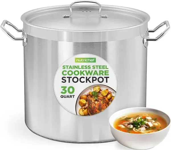 Stainless Steel Cookware Stockpot, 40 Quart Heavy Duty Induction Soup Pot with S