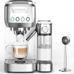 Mattinata Espresso Machine 20 Bar, Espresso Maker with Milk Frother for Cappuccino, Latte, Stainless Steel-Mattino