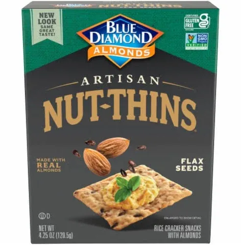 Blue Diamond Artisan Nut Thins Flax Seeds Crackers