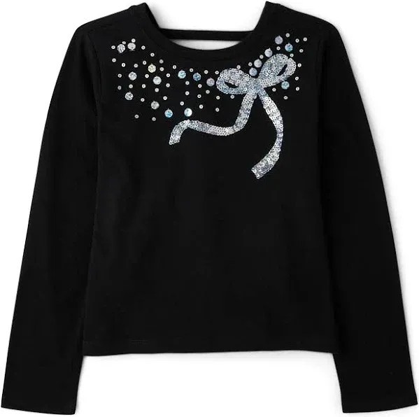 The Children's Place Girls' Long Sleeve Graphic Top with Back Detail