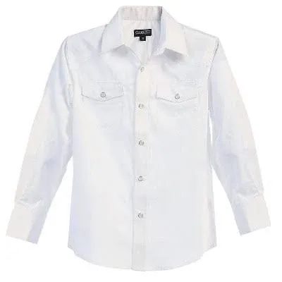 Gioberti Boys Casual Western Solid Long Sleeve Shirt With Pearl Snaps