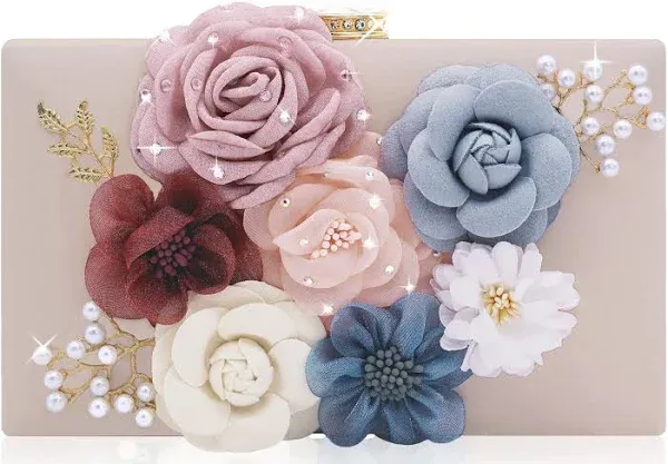 Milisente Evening Bag for Women Flower Wedding Evening Clutch Purse Bride Floral Clutch Bag