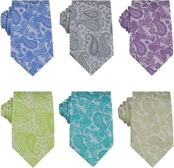 Adulove Men's Classic Silk Woven Jacquard Neck Tie (6 Pcs)