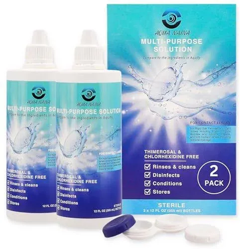 Aqua Naina 12 Fl Oz Contact Lens Solution Cleaning and Disinfecting Multi-purpose Contact Solution