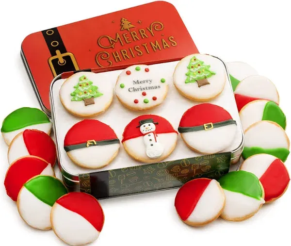 Custom Cookies Christmas Cookies Decorated Black and White Cookies in Tin