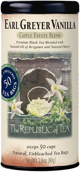 Earl Greyer Vanilla Tea, 2.8 oz Tin, 50 Tea Bags | Gourmet Tea | Caffeinated