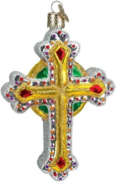 Gold Jeweled Cross Ornament