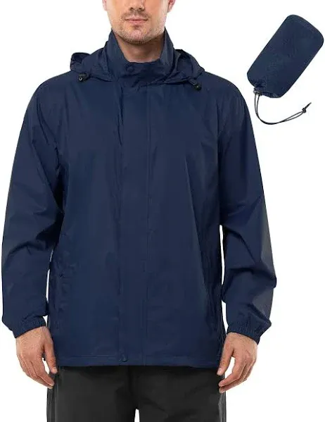 Outdoor Ventures Men's Waterproof Packable Rain Jacket with Hood