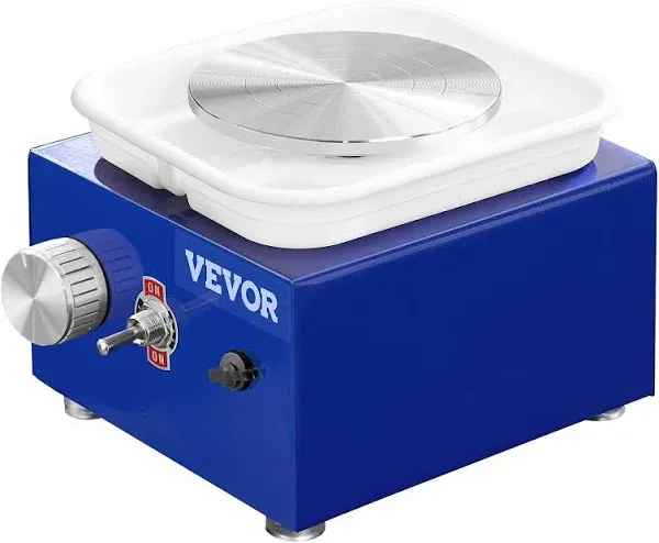 VEVOR Mini Pottery Wheel, for Kids or Beginners, 2 Turntables 2.6in/3.9in Ceramic Wheel Machine, Adjustable 0-300RPM Speed ABS Detachable Basin, 17 Pottery Accessories, Work Art Craft DIY, 30W, Blue  | VEVOR US