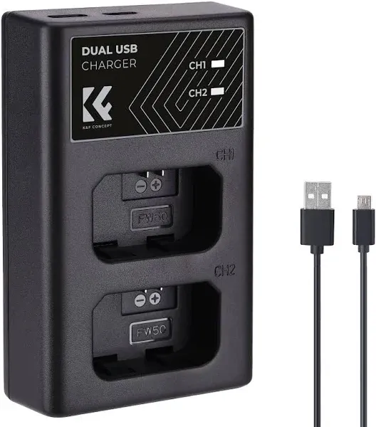 K&amp;F Concept NP-FW50 Battery Charger Quick Charger for Sony A6000 A6500 A6300 A7