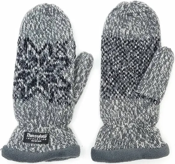 BRUCERIVER Women's Snowflake Knit Mittens with Warm Thinsulate Fleece Lining