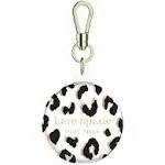 Kate Spade New York Apple Air Tag Holder with Gold Ring Clip Black Leopard