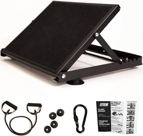 Pro Black Slant Board for Calf Stretching – Non-Slip Steel Calf Stretcher Slant Board for Squats – Lightweight, Portable Slant Board with 4 Adjustable Angles Supporting Up to 500 LB Capacity