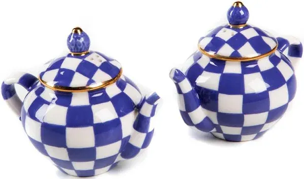 MacKenzie-Childs Royal Check Teapot Salt & Pepper Set