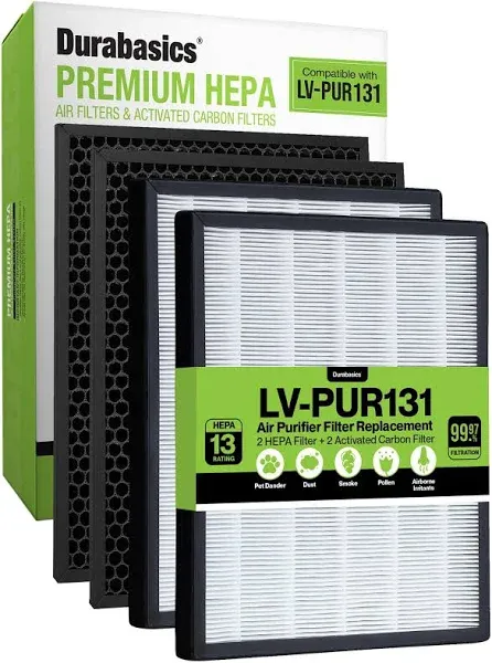 Durabasics Air Purifier Replacement Filter for Levoit LV-PUR131 | 2 HEPA Filters