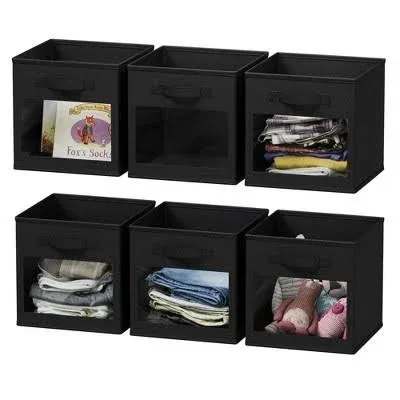 SpaceAid Storage Cubes with Clear Windows, Set of 6 Fabric Bins, 11 Inch Foldable Baskets Boxes for Closet, Cubby Shelf or Cube Storage Organizer