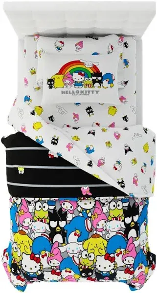 Colorful Hello Kitty &amp; Friends Reversible Twin Bedding Set - 5 Pieces with Sham