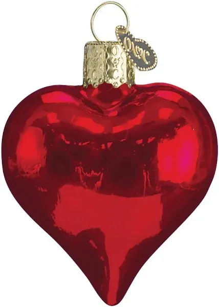 Old World Christmas Ornaments Shiny Red Heart Glass Blown Ornaments for Chris...