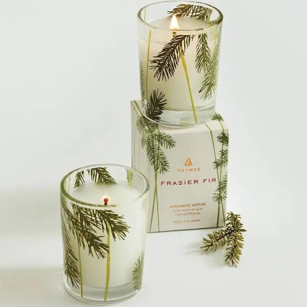 Frasier Fir Votive Candle Frosted Plaid