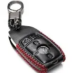 Vitodeco Genuine Leather Smart Key Fob Case with Leather Key Strap Compatible for Mercedes-Benz A, C, E, S, Cla, CLS, Gla, GLB, GLC, Gle, Gls, G Glass