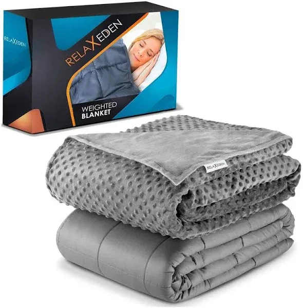 RELAX EDEN Adult Cotton Weighted Blanket w/ Navy Cover, 60 x 80 In, 15 Lb