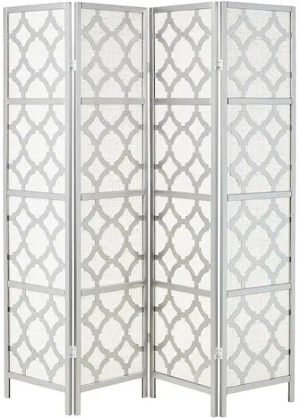 Roundhill Furniture Quarterfoil Infused Diamond Design 4-Panel Room Divider